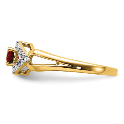 14k 1/10 carat Lab Grown Diamond VS/SI+ G+ and Lab Created Ruby Complete Ring