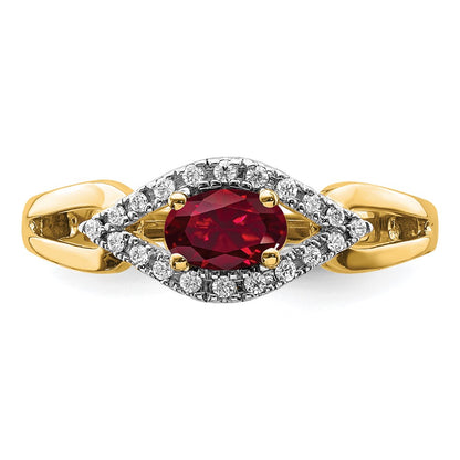 14k 1/10 carat Lab Grown Diamond VS/SI+ G+ and Lab Created Ruby Complete Ring