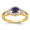 14k 1/10 carat Lab Grown Diamond VS/SI+ G+ and Lab Created Blue Sapphire Complete Ring