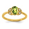 10k 6x4mm Oval Peridot and 1/10 carat Diamond Ring