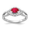 10k White Gold 6x4mm Oval Ruby and 1/10 carat Diamond Ring