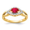 10k 6x4mm Oval Ruby and 1/10 carat Diamond Ring