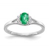 10k White Gold 1/15 carat Diamond and 6x4mm Oval Emerald Ring