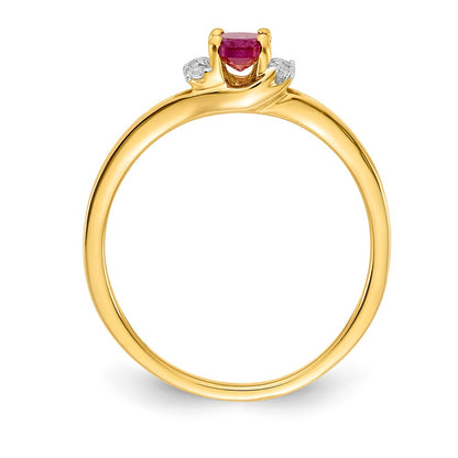 10k 1/15 carat Diamond and 6x4 Oval Ruby Ring