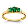 10k Polished Triple Oval Emerald and Diamond 3-stone Ring