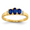 10k Polished Triple Oval Sapphire and Diamond 3-stone Ring