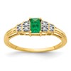 10K 5x3mm Emerald-cut Emerald and Diamond Ring