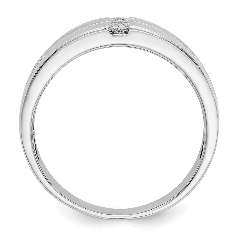 IBGoodman 14k White Gold 1/4 carat Lab Grown Diamond VS/SI+ G+ Complete Polished and Satin Men's Ring