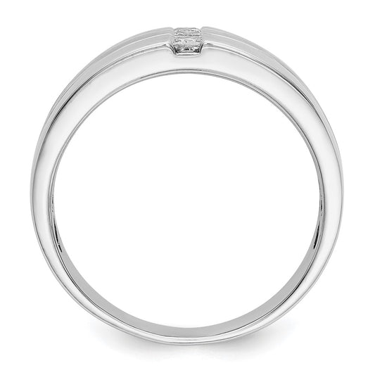 IBGoodman 14k White Gold 1/4 carat Lab Grown Diamond VS/SI+ G+ Complete Polished and Satin Men's Ring