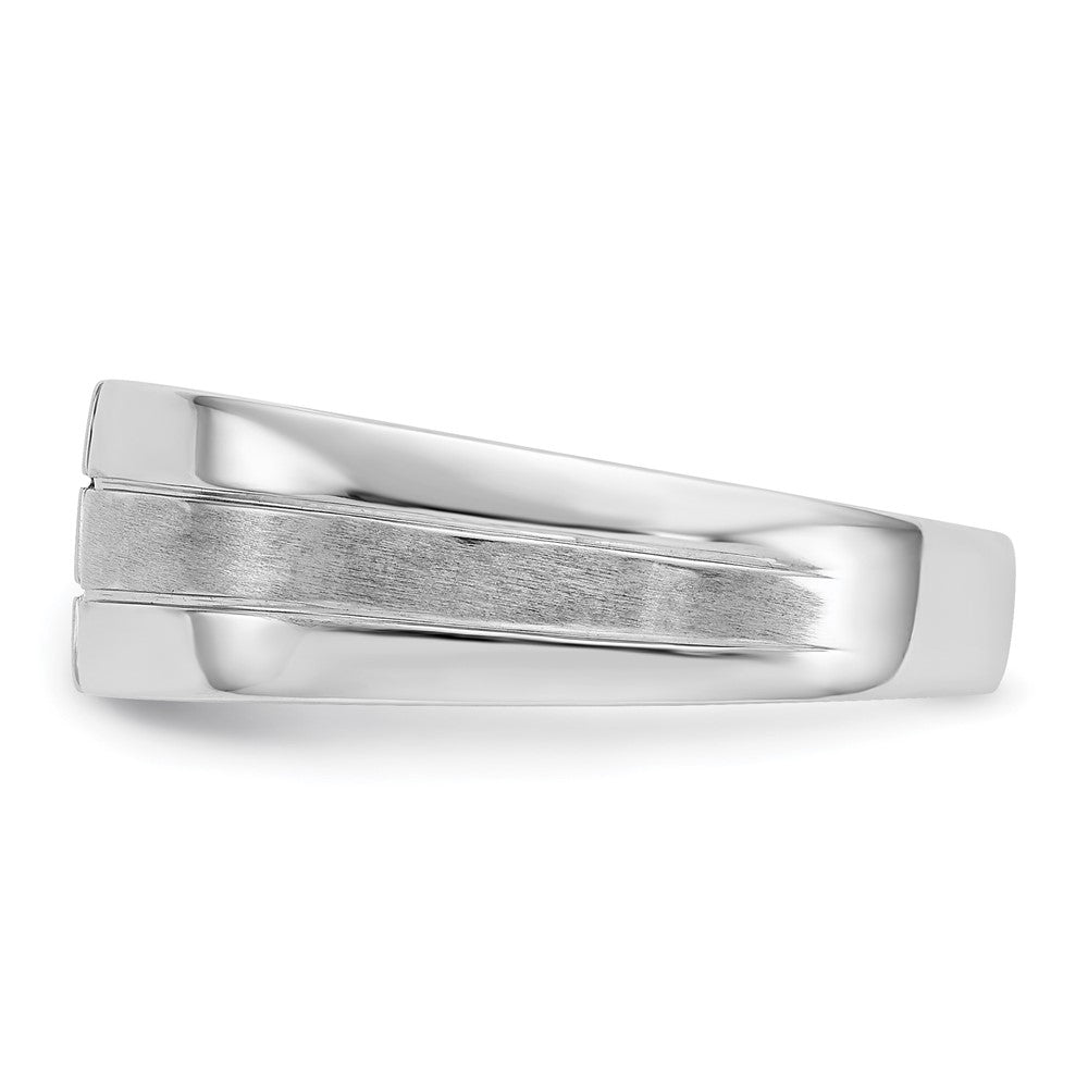 IBGoodman 14k White Gold 1/4 carat Lab Grown Diamond VS/SI+ G+ Complete Polished and Satin Men's Ring