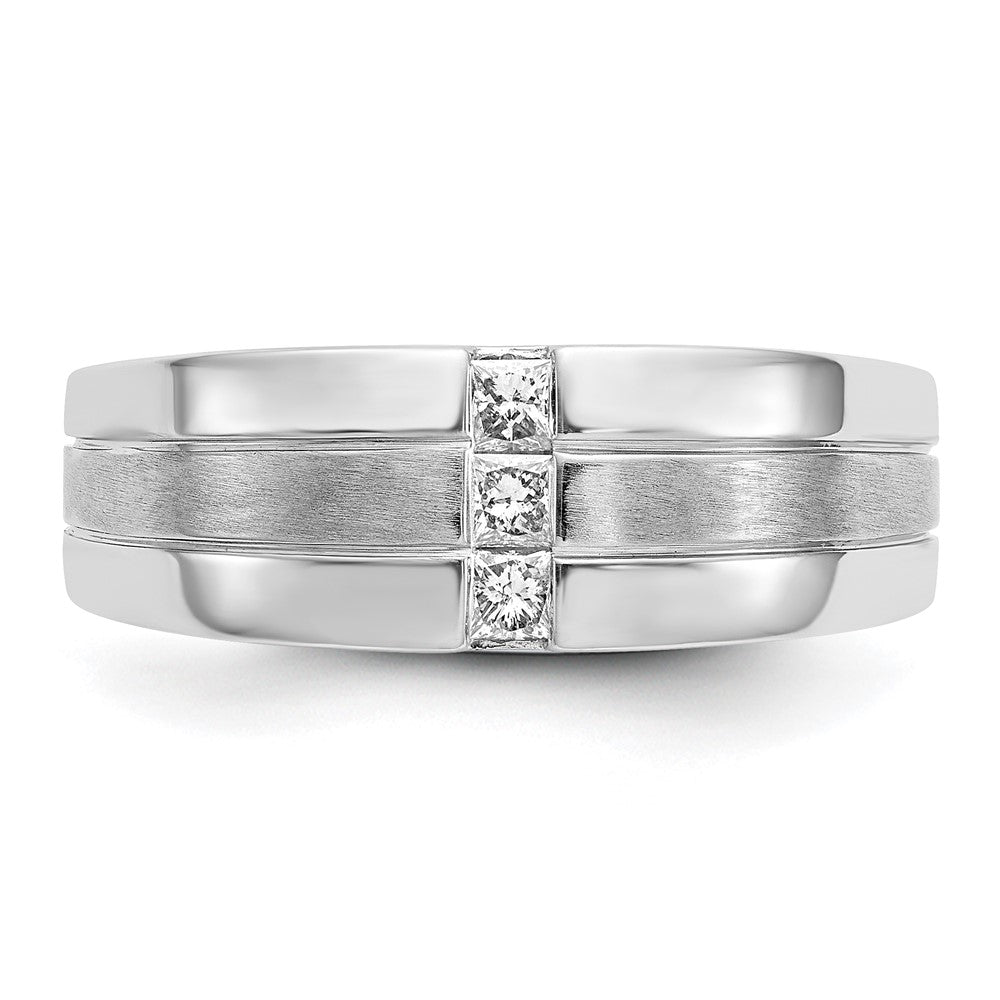 IBGoodman 14k White Gold 1/4 carat Lab Grown Diamond VS/SI+ G+ Complete Polished and Satin Men's Ring