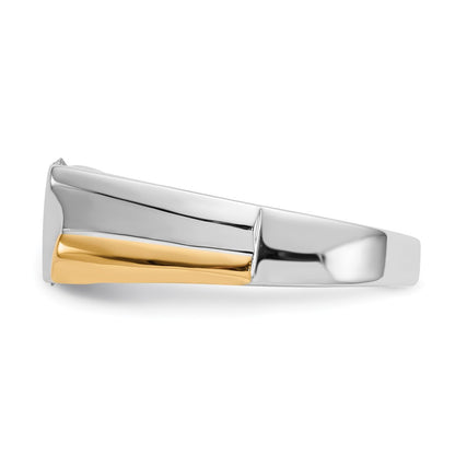 IBGoodman 14k Two-tone 1/2 carat Lab Grown Diamond VS/SI+ G+ Three Stone Complete Men's Ring