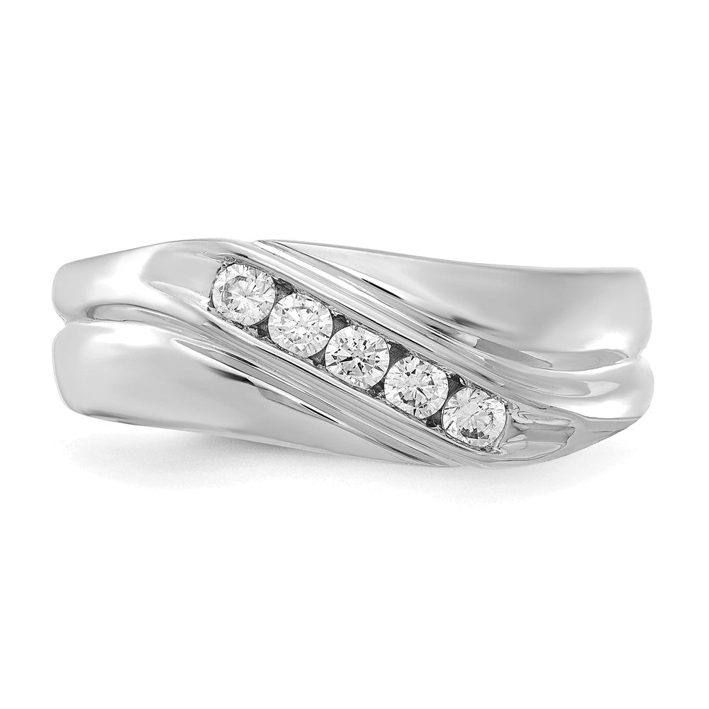 IBGoodman 14k White Gold 1/3 carat Lab Grown Diamond VS/SI+ G+ Five Stone Complete Men's Ring