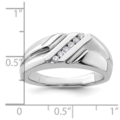 IBGoodman 14k White Gold 1/6 carat Lab Grown Diamond VS/SI+ G+ Six Stone Complete Men's Ring