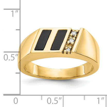 IB Goodman 10K Mens 1/20 carat AA Diamond and Diagonal Onyx Ring