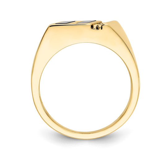 IB Goodman 10K Mens 1/20 carat AA Diamond and Diagonal Onyx Ring