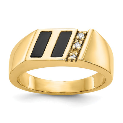 IB Goodman 10K Mens 1/20 carat AA Diamond and Diagonal Onyx Ring