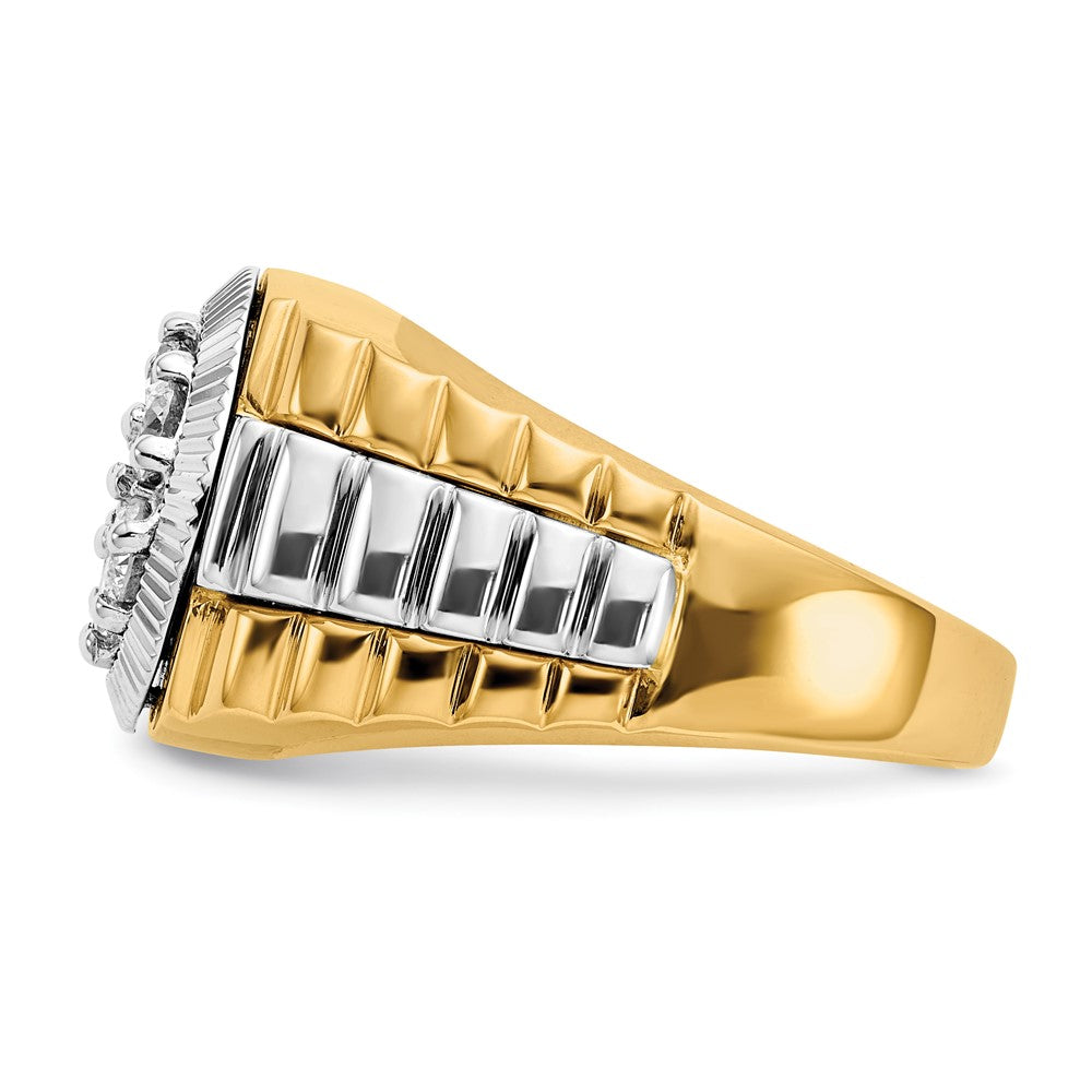 IBGoodman 14k Two-Tone 1 carat Lab Grown Diamond VS/SI+ G+ Complete Ridged Men's Ring