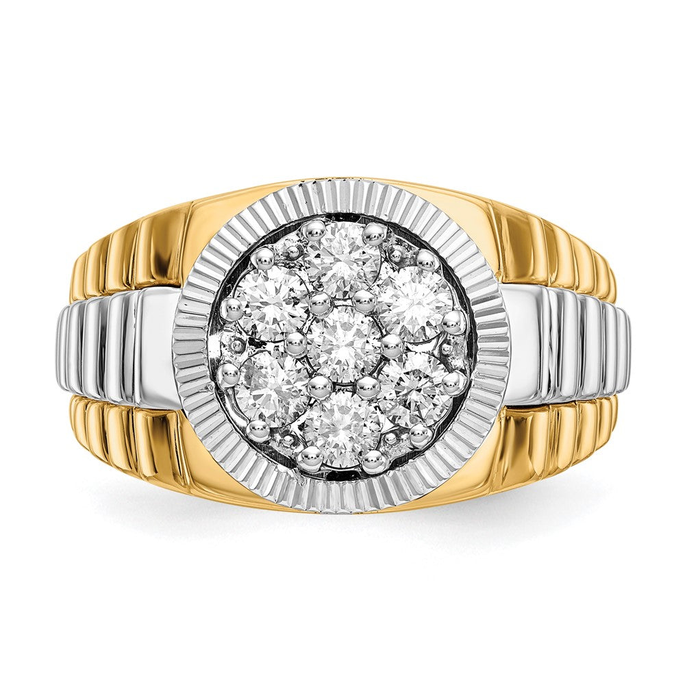 IBGoodman 14k Two-Tone 1 carat Lab Grown Diamond VS/SI+ G+ Complete Ridged Men's Ring