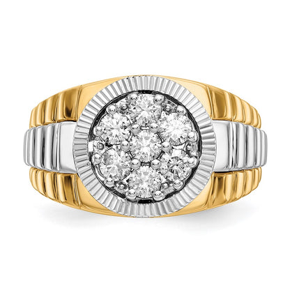 IBGoodman 14k Two-Tone 1 carat Lab Grown Diamond VS/SI+ G+ Complete Ridged Men's Ring