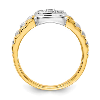 IBGoodman 14k Two-Tone 3/8 carat Lab Grown Diamond VS/SI+ G+ Complete Cluster Men's Ring
