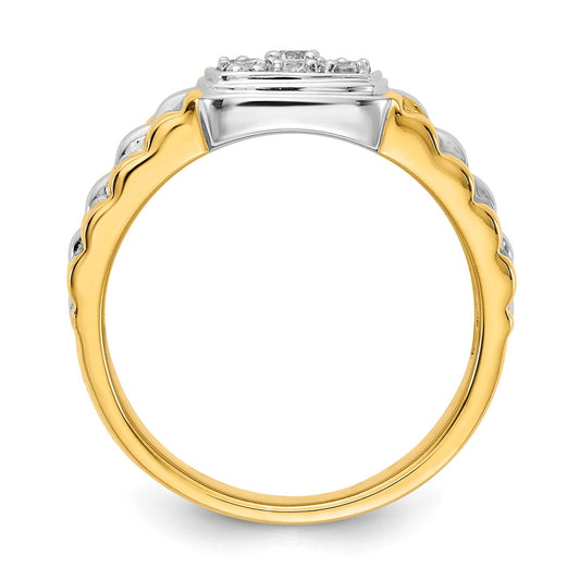 IBGoodman 14k Two-Tone 3/8 carat Lab Grown Diamond VS/SI+ G+ Complete Cluster Men's Ring