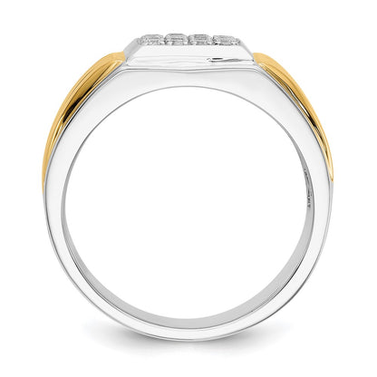 IBGoodman 14k Two-Tone 3/8 carat Lab Grown Diamond VS/SI+ G+ Complete Square Cluster Men's Ring