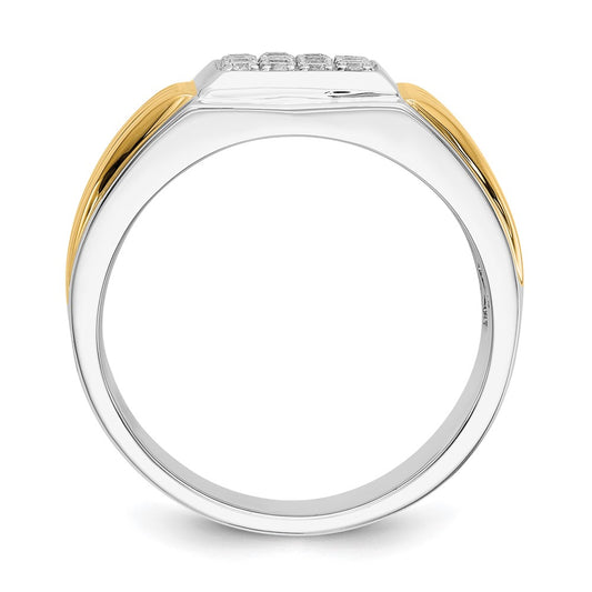 IBGoodman 14k Two-Tone 3/8 carat Lab Grown Diamond VS/SI+ G+ Complete Square Cluster Men's Ring