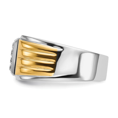 IBGoodman 14k Two-Tone 3/8 carat Lab Grown Diamond VS/SI+ G+ Complete Square Cluster Men's Ring