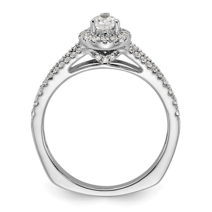 14k White Gold Halo Plus (Holds 1/2 carat (6x4mm) Pear Center) 3/8 carat Diamond Semi-mount Engagement Ring