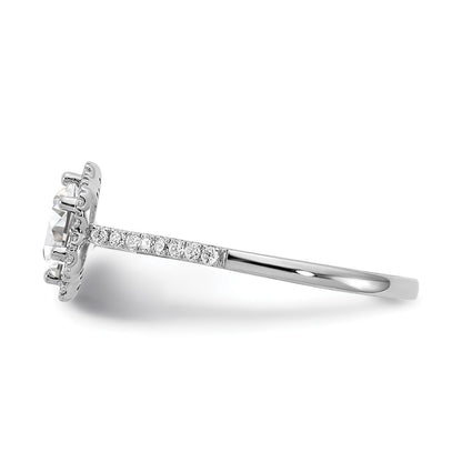 14k White Gold Hexagon Halo (Holds 3/4 carat (6.00mm) Round Center) 1/4 carat Diamond Semi-mount Engagement Ring