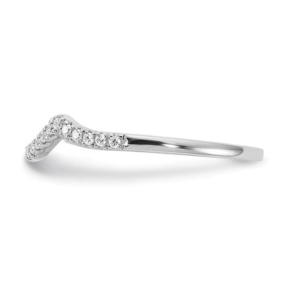14k White Gold 1/8 carat Diamond Contoured Complete Wedding Band