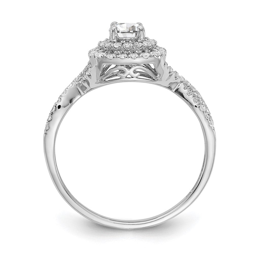 14k White Gold 3/4 carat Lab Grown Diamond VS/SI+ G+ Complete Round Double Halo Engagement Ring