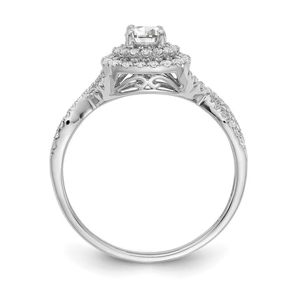 14k White Gold Double Halo (Holds 1/3 carat (4.5mm) Round Center) 3/8 carat Diamond Semi-mount Engagement Ring
