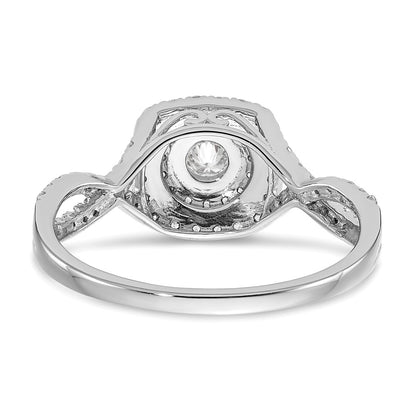 14k White Gold 3/4 carat Lab Grown Diamond VS/SI+ G+ Complete Round Double Halo Engagement Ring