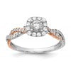14K Two-Tone Lab Grown VS/SI+ G+ Dia Complete Square Halo Eng Ring