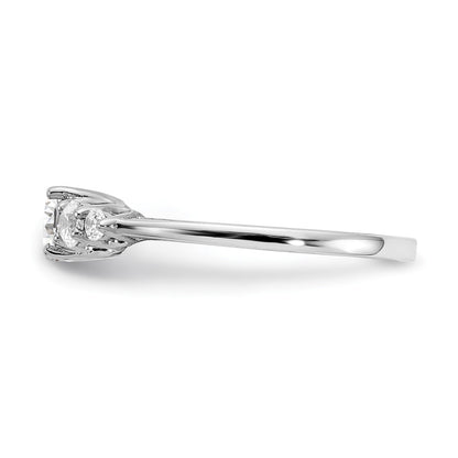 14K White Gold 3-Stone Plus (Holds 1/2 carat (5.5mm) Round Center) 2-3.00mm and 2-2.00mm Round Side Diamonds Semi-Mount Engagement Ring