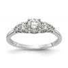 14K White Gold 3-Stone Plus (Holds 1/2 carat (5.5mm) Round Center) 2-3.00mm and 2-2.00mm Round Side Diamonds Semi-Mount Engagement Ring