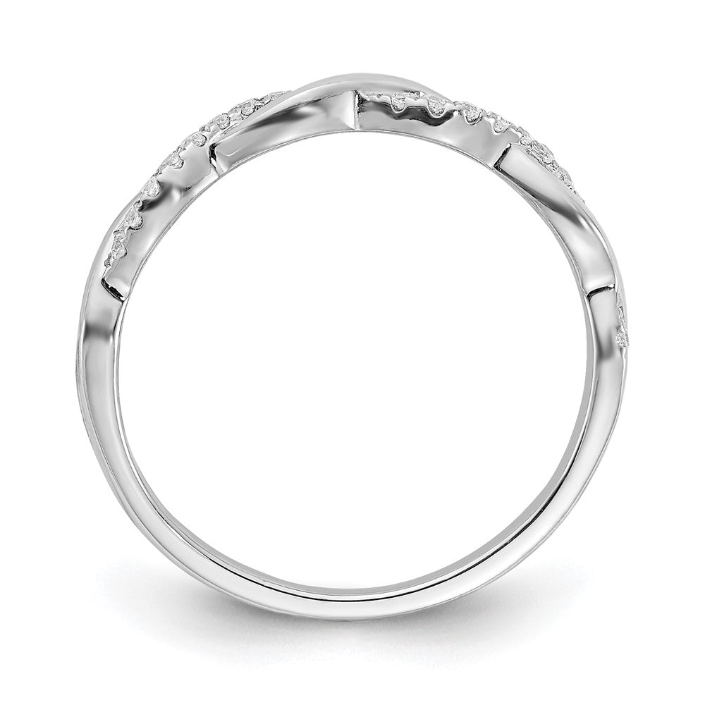 14k White Gold Criss-Cross 1/8 carat Diamond Complete Wedding Band
