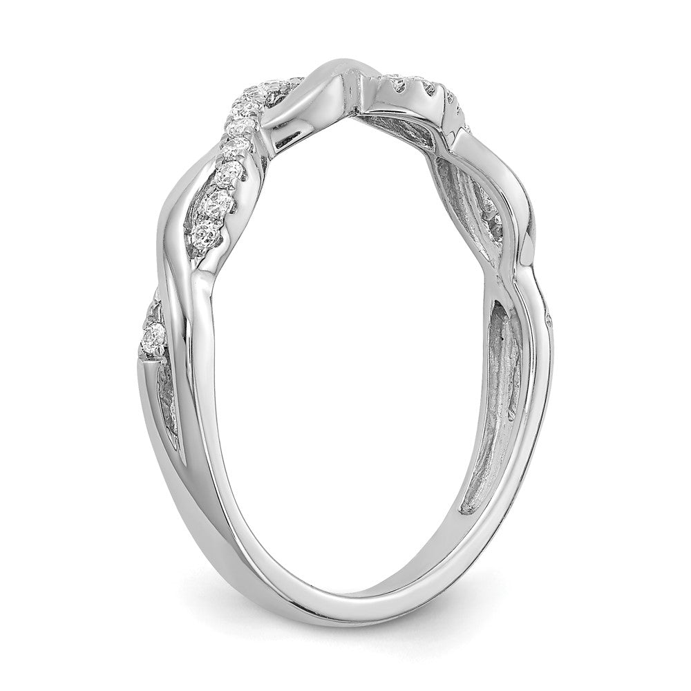 14k White Gold Criss-Cross 1/8 carat Diamond Complete Wedding Band