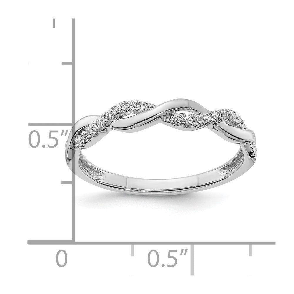 14k White Gold Criss-Cross 1/8 carat Diamond Complete Wedding Band