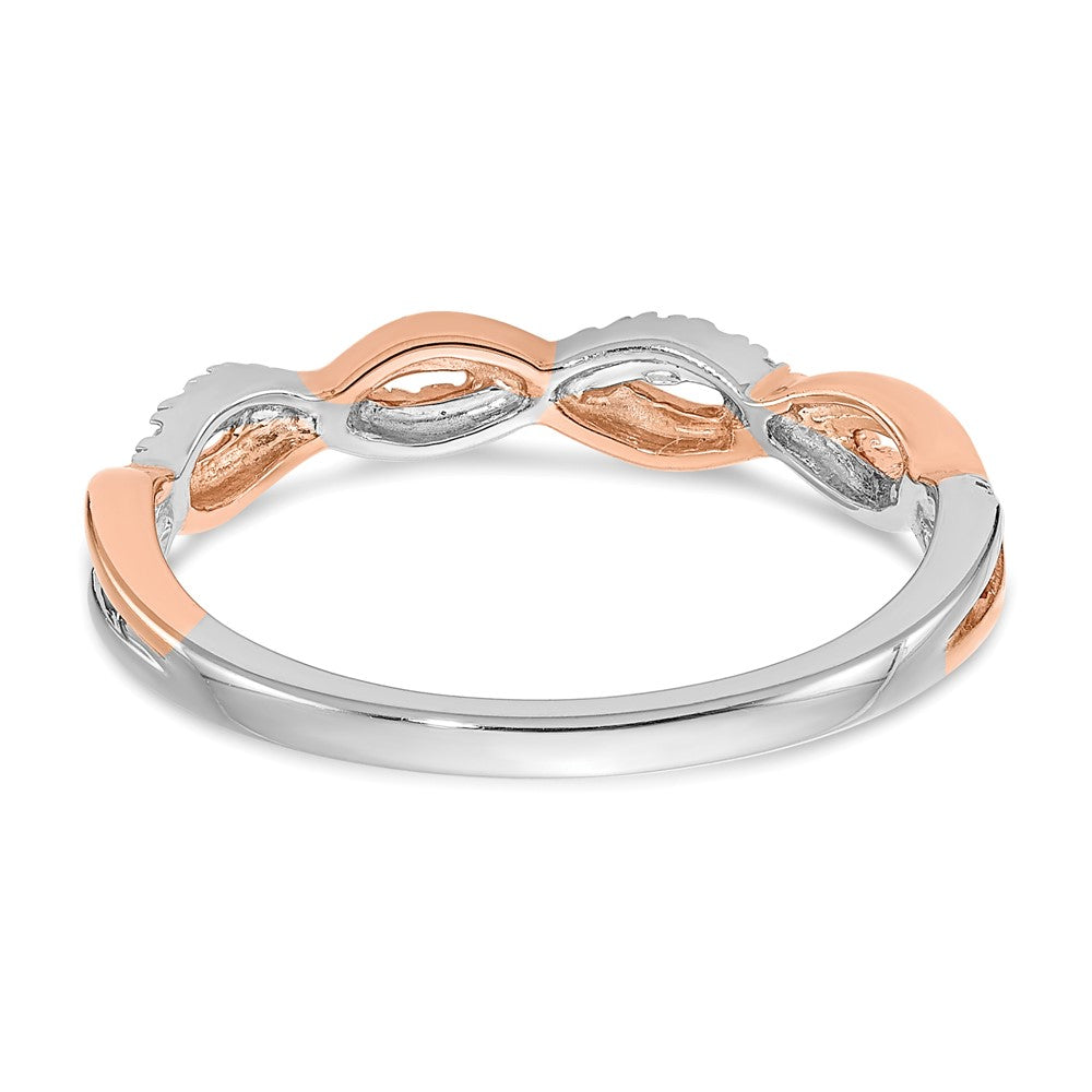 14k White and Rose Gold Criss-Cross 1/8 carat Diamond Complete Wedding Band