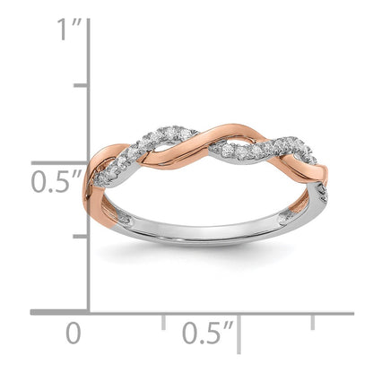 14k Two-tone Rose and White Gold 1/8 carat Lab Grown Diamond VS/SI+ G+ Complete Wedding Band