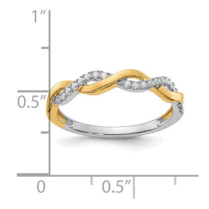 14k Two-tone Diamond Criss-Cross Wedding Band