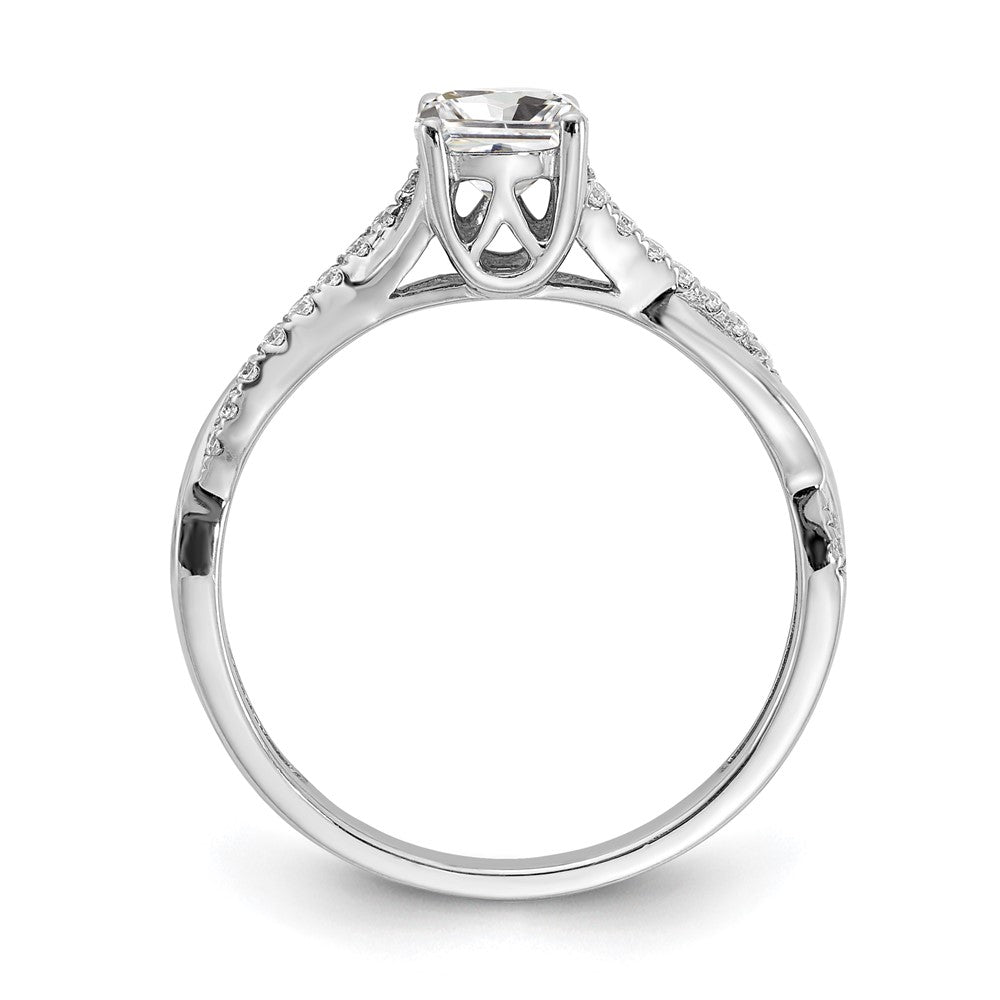 14k White Gold Criss-Cross (Holds 1/2 carat (5.2mm) Round Center) 1/8 carat Diamond Semi-mount Engagement Ring
