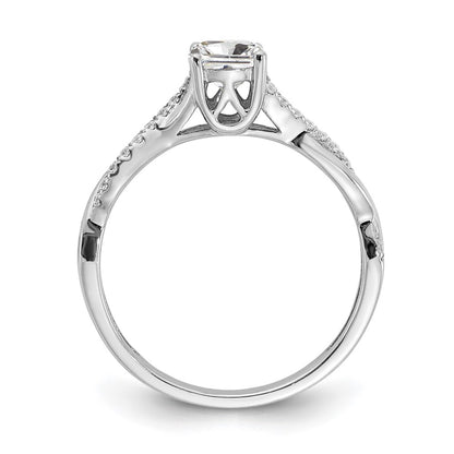 14k White Gold Criss-Cross (Holds 1/2 carat (5.2mm) Round Center) 1/8 carat Diamond Semi-mount Engagement Ring