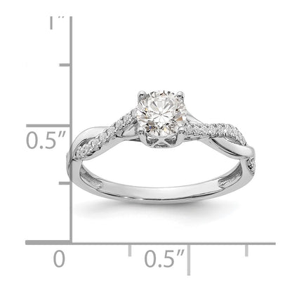 14k White Gold Criss-Cross (Holds 1/2 carat (5.2mm) Round Center) 1/8 carat Diamond Semi-mount Engagement Ring