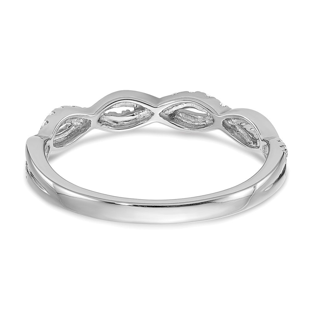 14k White Gold 1/8 carat Diamond Twist Design Complete Wedding Band