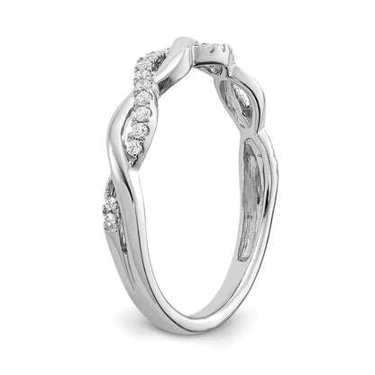 14k White Gold 1/8 carat Lab Grown Diamond VS/SI+ G+ Complete Twist Wedding Band