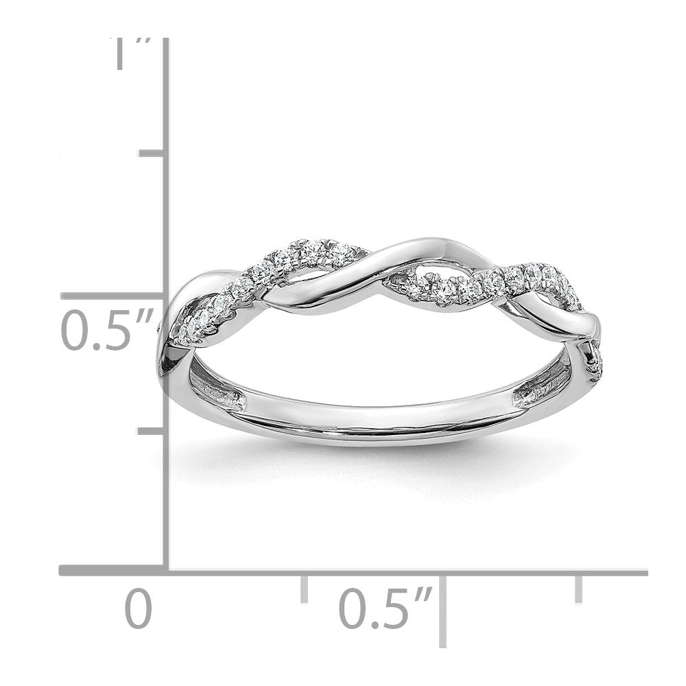 14k White Gold 1/8 carat Lab Grown Diamond VS/SI+ G+ Complete Twist Wedding Band